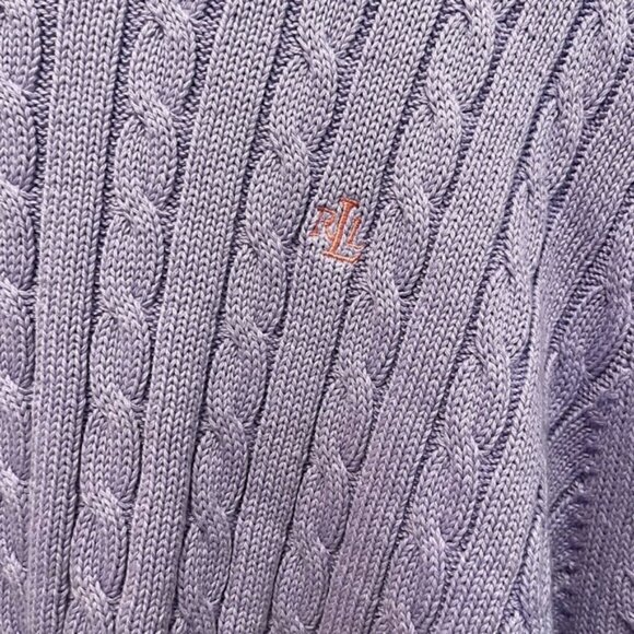 Ralph Lauren Purple CableKnit Sweater Vintage Old Money Preppy Y2K 90s Fall Cozy - Picture 2 of 7